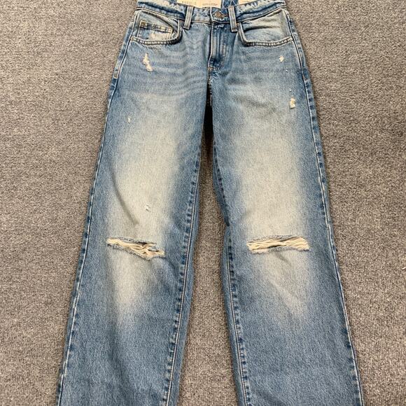 Cotton On:Jeans Womens 22 Storm Blue Rip Low Rise Straight Distressed Denim - Picture 3 of 14